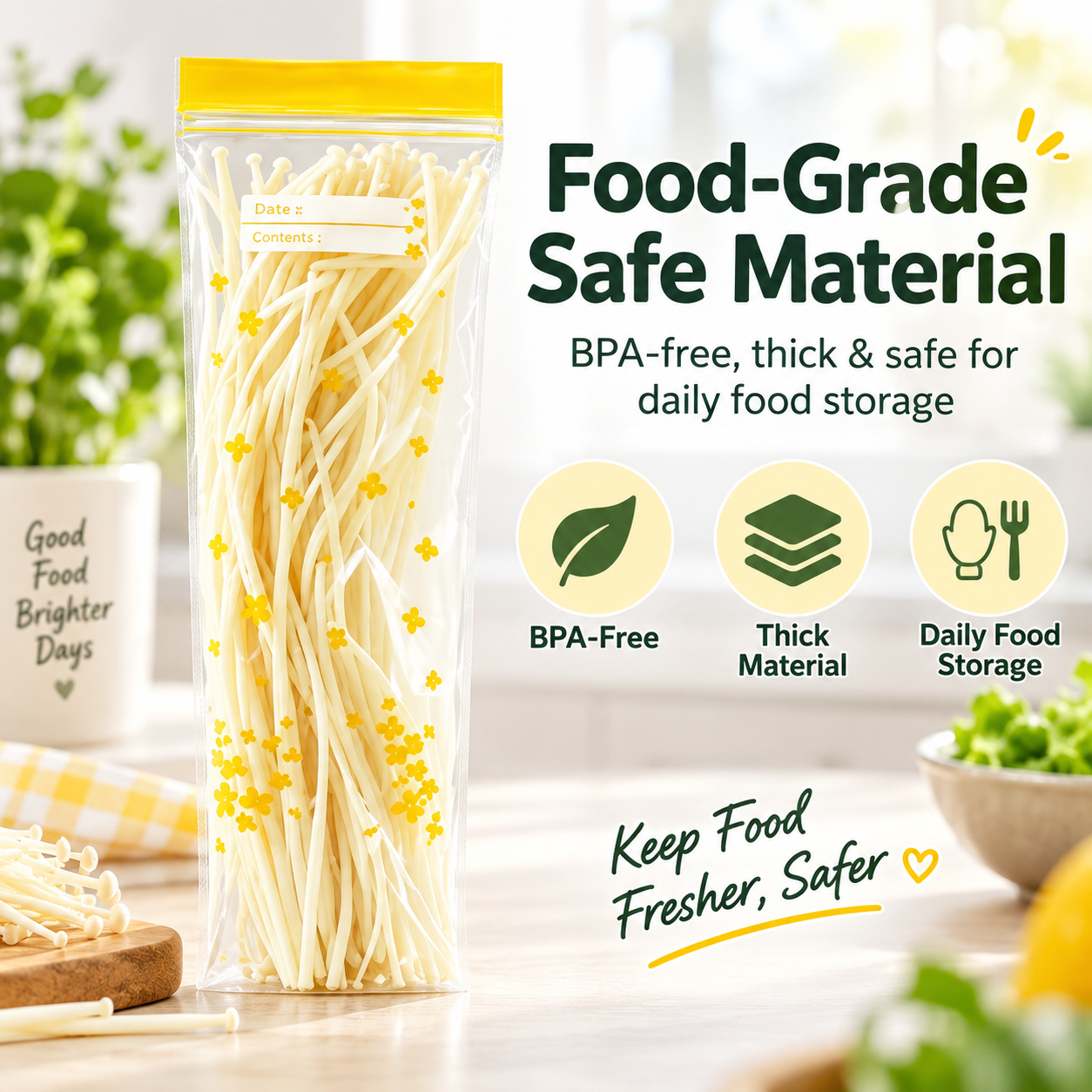 🌿Reusable thickened double-layer food-grade plastic airtight food storage bags