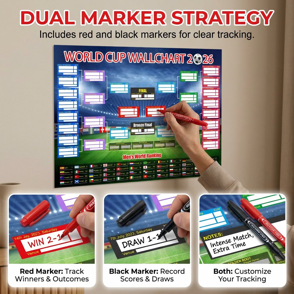 ⚽🏆 2026 Soccer Fan Wall Chart Kit 📅 Group Stage & Knockouts