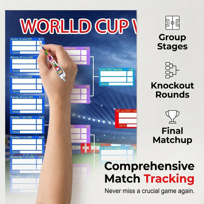 ⚽🏆 2026 Soccer Fan Wall Chart Kit 📅 Group Stage & Knockouts