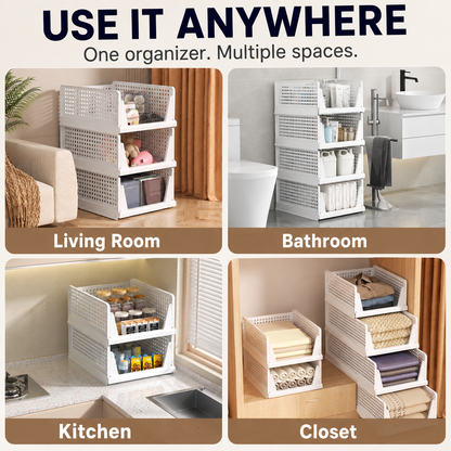 🧺 Stackable & Foldable Closet Organizer Bins