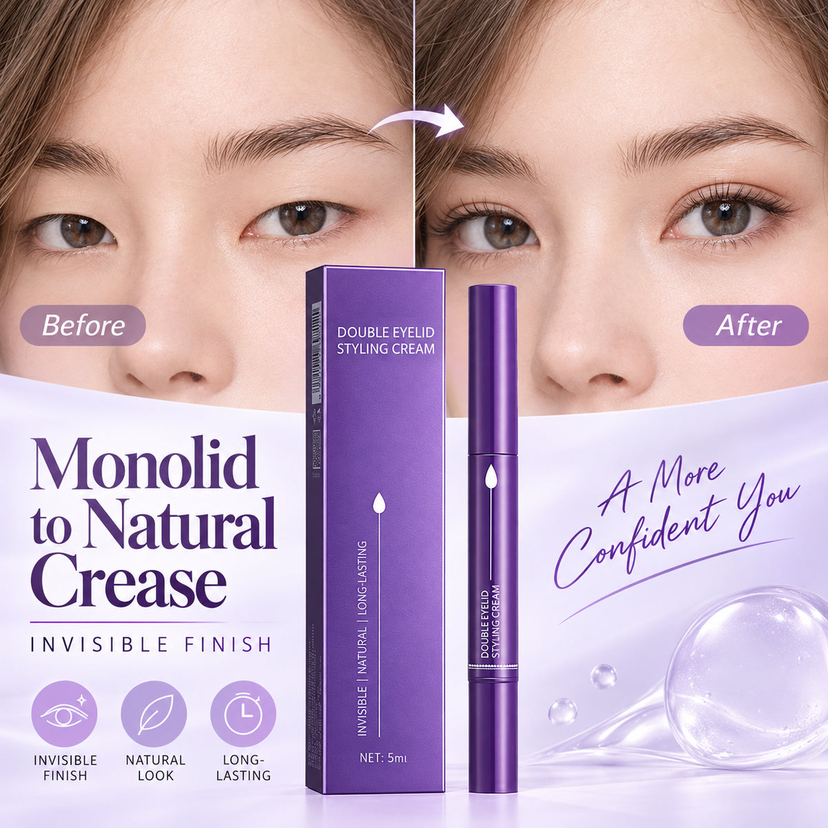 ✨ Invisible Double Eyelid Styling Pen – Natural-Looking Crease & Long-Lasting Hold