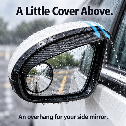 🚗 2-in-1 Side Mirror Rain Visors with Adjustable Blind Spot Mirrors – Carbon Fiber Look