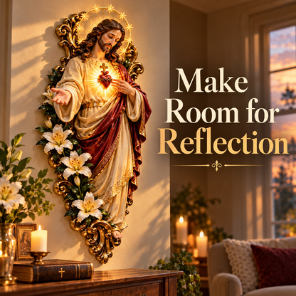 LED Sacred Heart of Jesus Wall Decor – Warm Illuminated Religious Art