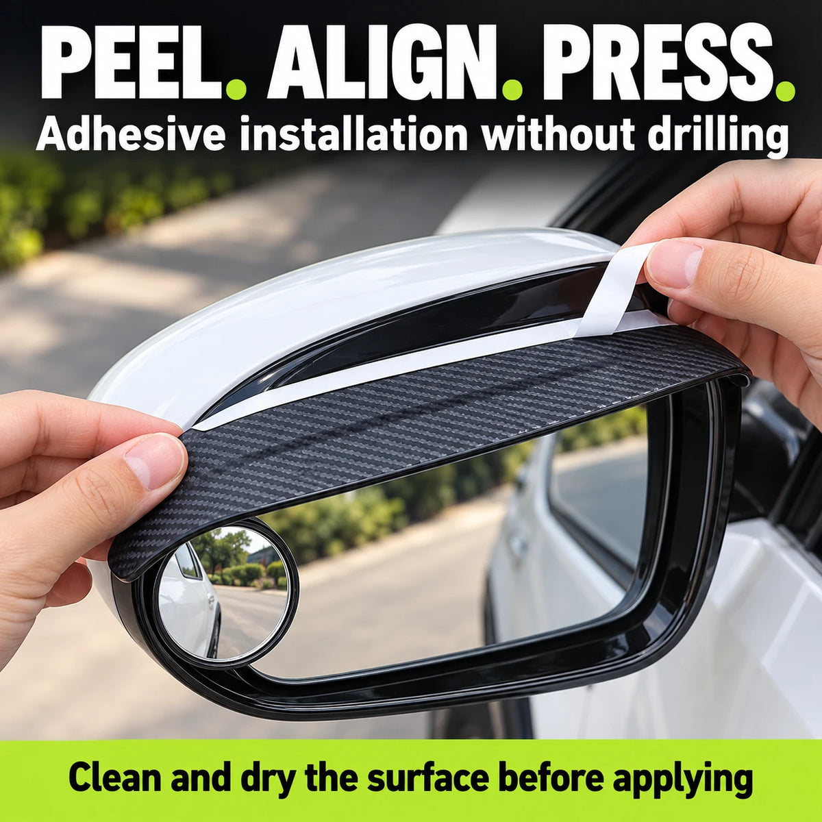Side Mirror Rain Guards With Adjustable Blind Spot Mirrors
