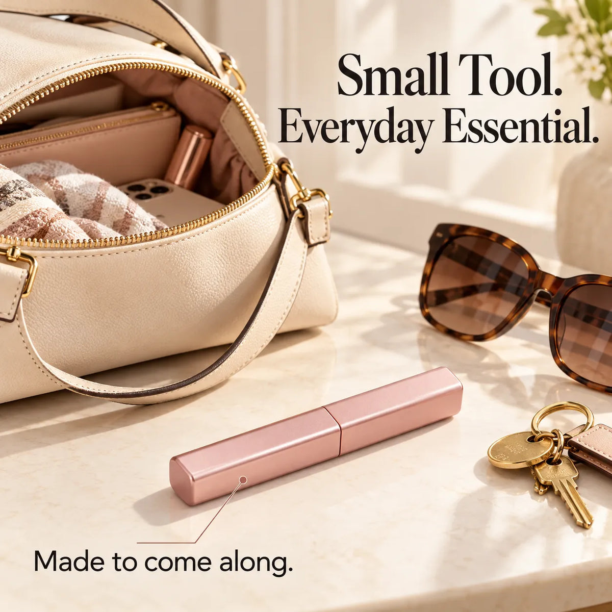 ✨ Mini Cordless Heated Styling Brush – Portable Hair Touch-Up Tool for Bangs, Face-Framing Pieces & Ends