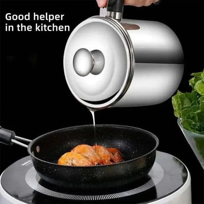 🍳Premium Stainless Steel Oil Strainer & Container Pot | Eco-Kitchen🔄