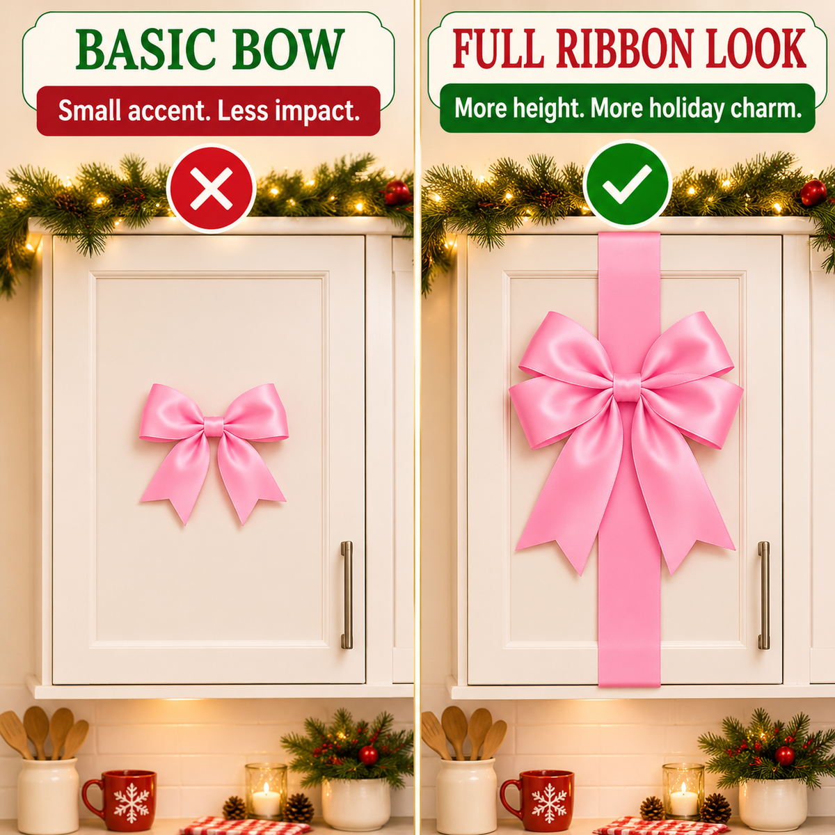 🎀Christmas Bow and Ribbon Decoration Set – Festive Door Decor and Home Decorations