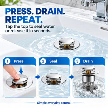 🚰 2-in-1 Pop-Up Sink Drain Stopper with Hair Catcher | Easy-Clean Bathroom Drain Filter