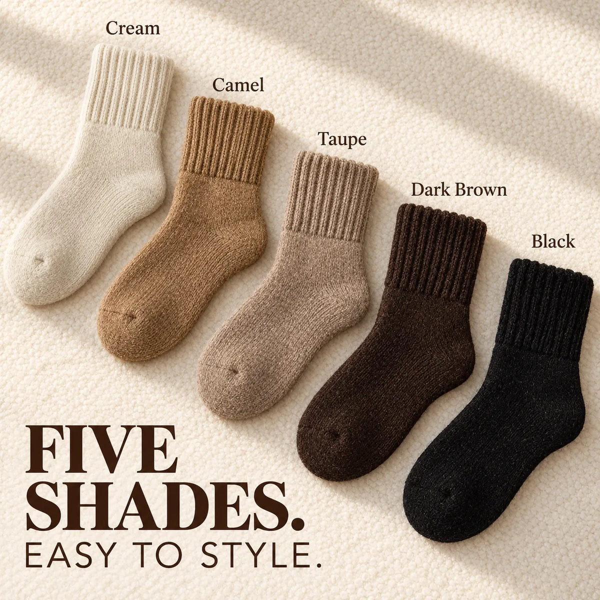 🧦 Women’s Cozy Knit Crew Socks – Ribbed Cuffs & Everyday Neutral Colors 🤎