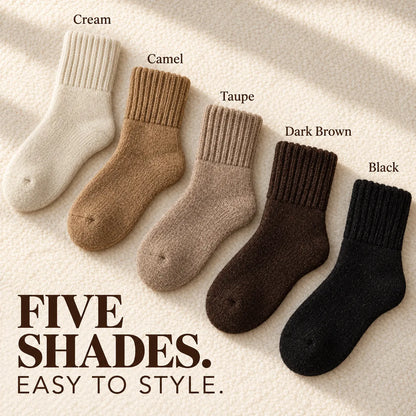 🧦 Women’s Cozy Knit Crew Socks – Ribbed Cuffs & Everyday Neutral Colors 🤎