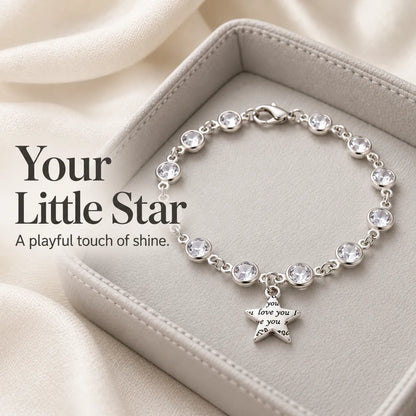 ✨ Sparkling Charm Chain with Faceted Stones – Silver-Tone Bow, Star & Cross Styles 🎁
