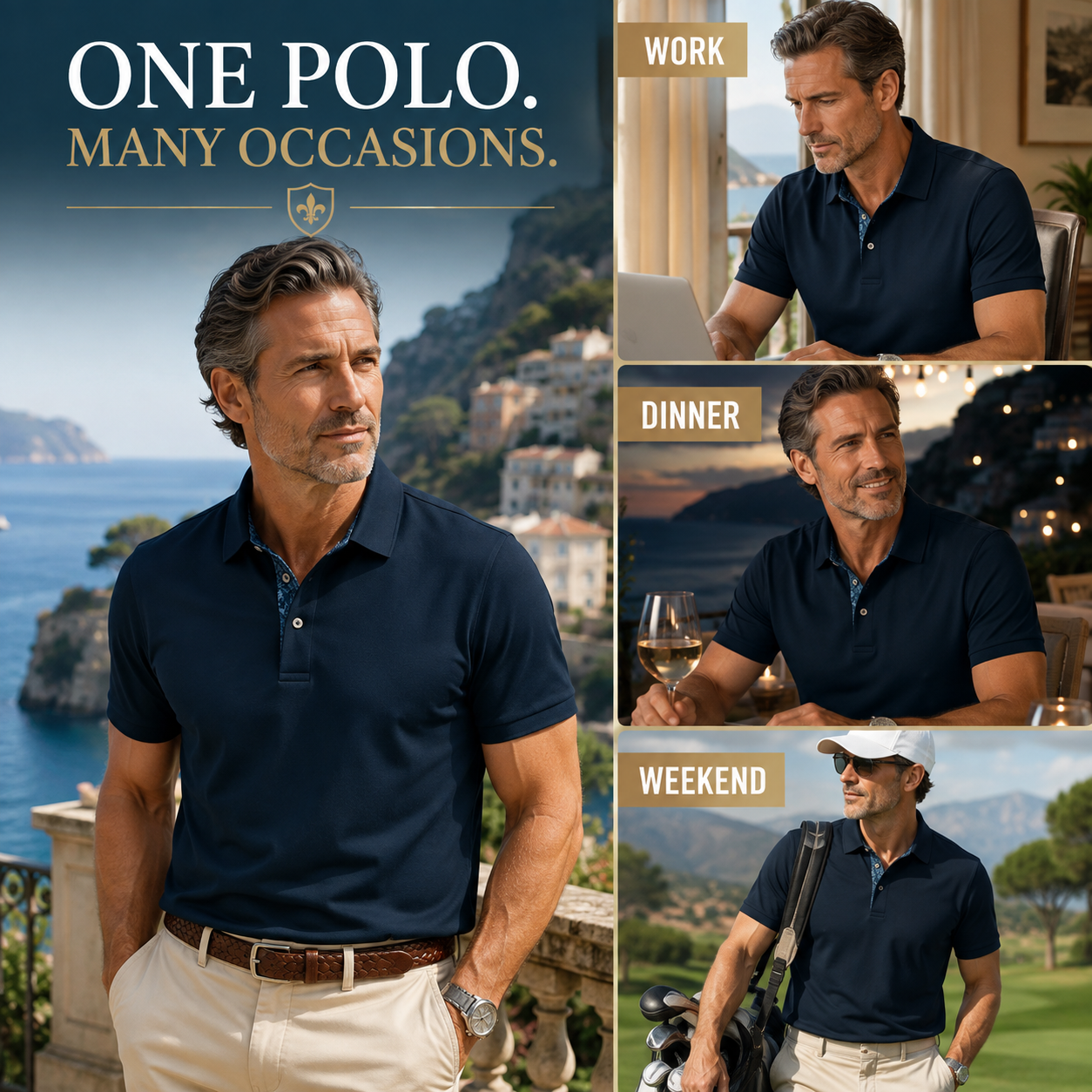 👔 Men's Premium Contrast Collar Polo