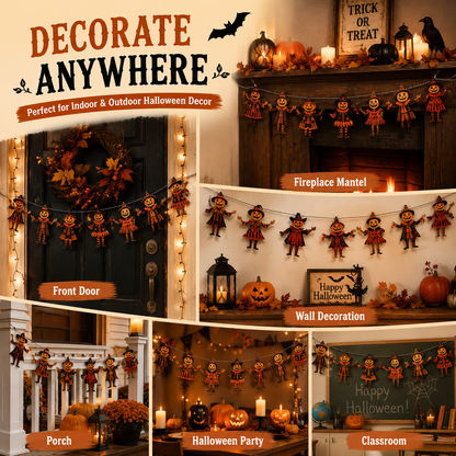 Vintage Wooden Pumpkin Banner (6 Pcs) 🎃