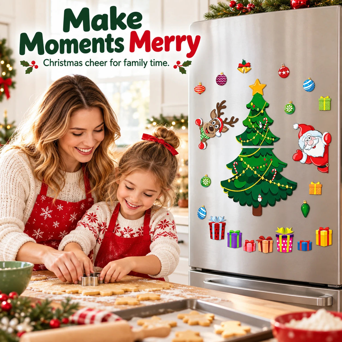 🎄 Christmas Fridge Magnets – 23-Piece Holiday Makeover