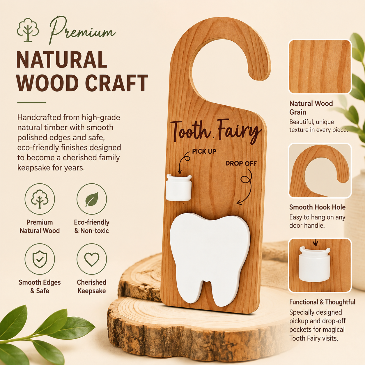 🦷Personalized wooden tooth fairy door hange