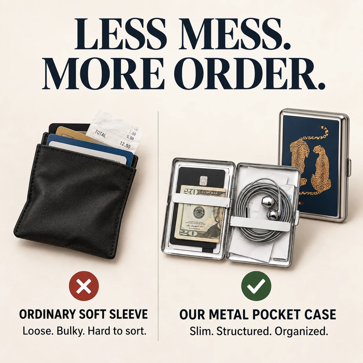 Vintage Metal Pocket Card & Essentials Organizer Case