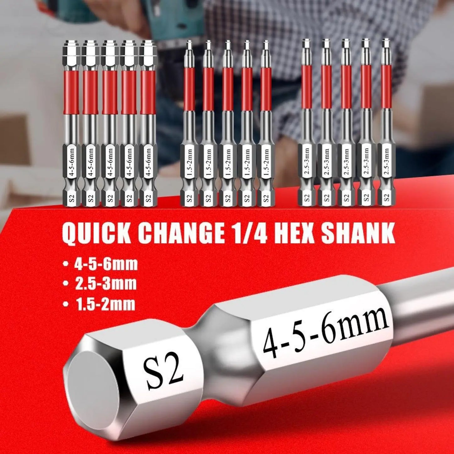 🔩 S2 Steel Hex Bit Set | Magnetic No-Slip Screwdriver Bits ✨