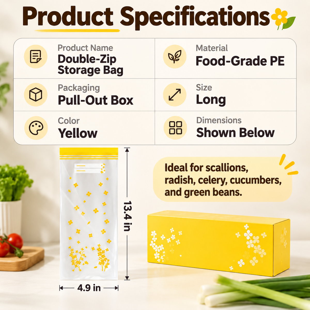🌿Reusable thickened double-layer food-grade plastic airtight food storage bags