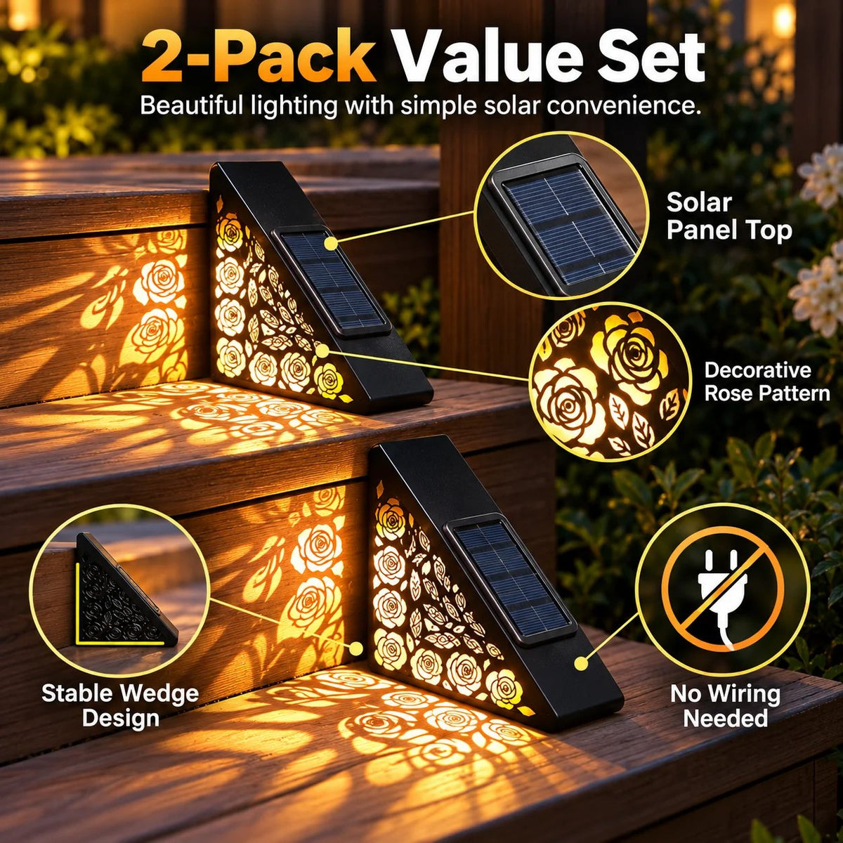 🔥Hot sales✨Solar Step Lights | Dusk-to-Dawn Outdoor Lighting with IP65 Weather Resistance & No Wiring 🌙