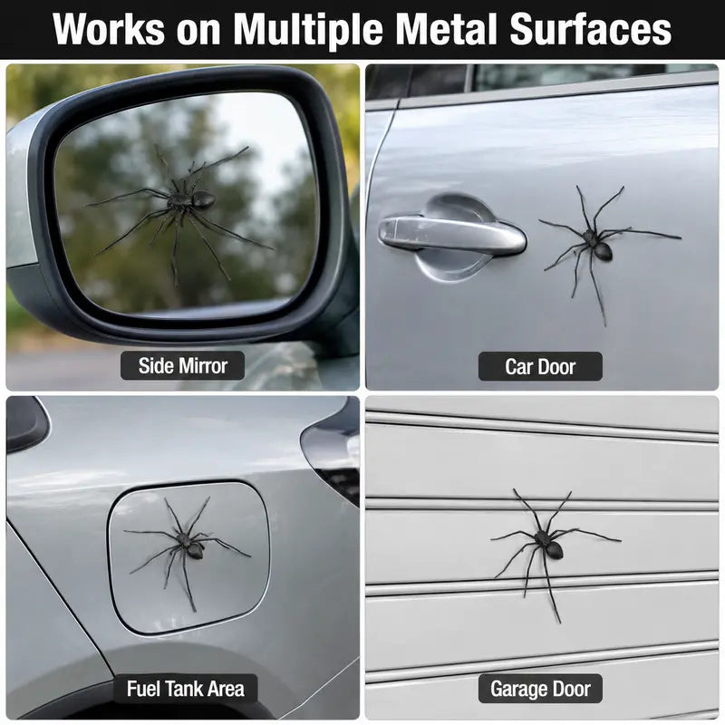 🕷️Magnetic S-shaped Spider Car Decor Sticker - Suitable for cars, trucks, motorcycles, garages, and metal surfaces