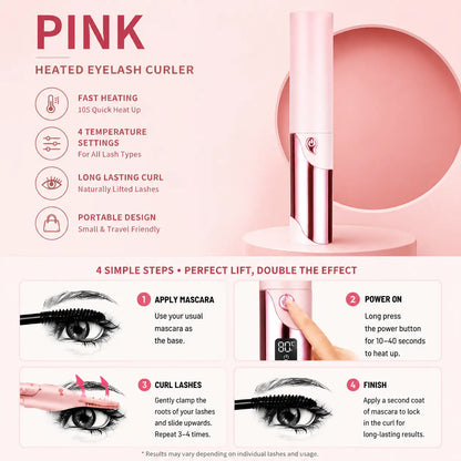 🌡️Smart Heated Eyelash Curler with LED Display | 24H Lash Lift