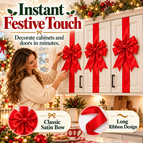🎀Christmas Bow and Ribbon Decoration Set – Festive Door Decor and Home Decorations