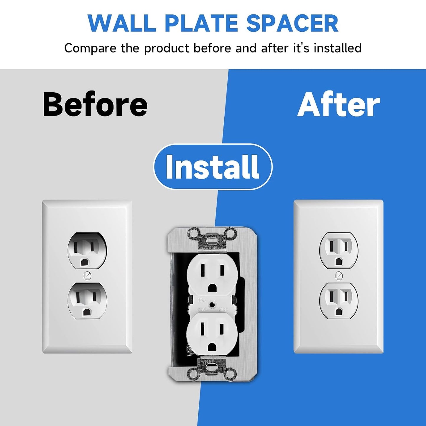 Wall Plate Spacer 10-Pack | Metal Outlet Leveling Plates