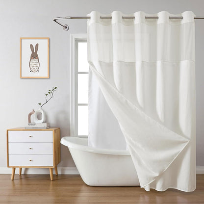 🎐Luxury Waffle Weave Shower Curtain Set with Sheer Liner & Hooks | Hotel Spa Collection