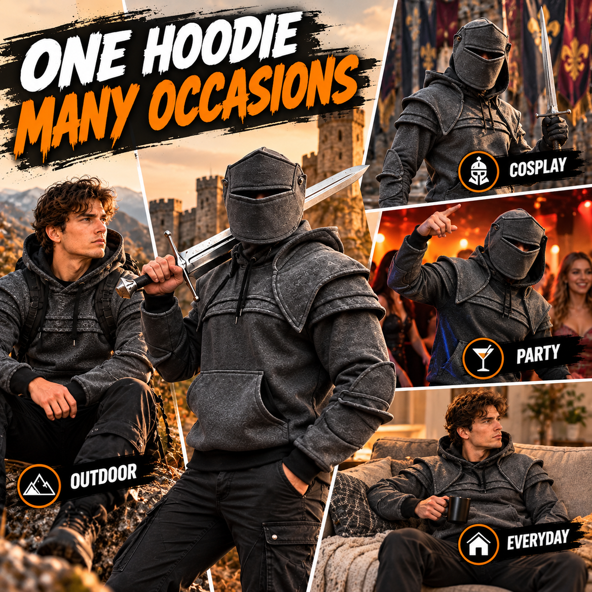 🖤Heavyweight Layered-Look Hoodie – Modern Street Style