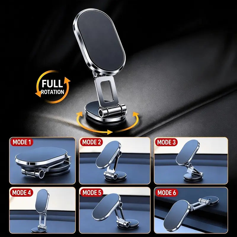 🔄Foldable metal magnetic car phone holder - 360° rotating