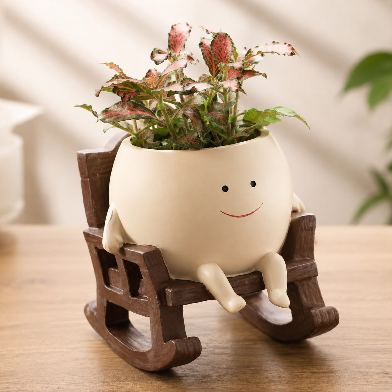 Handmade Smiling Face Swing Planter 🪵🌱