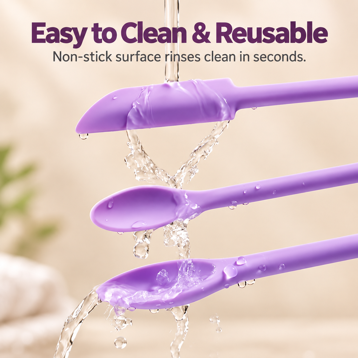 🥄3-Piece Silicone Makeup Spoon and Spatula Set - Suitable for Jars, Bottles, Tubes