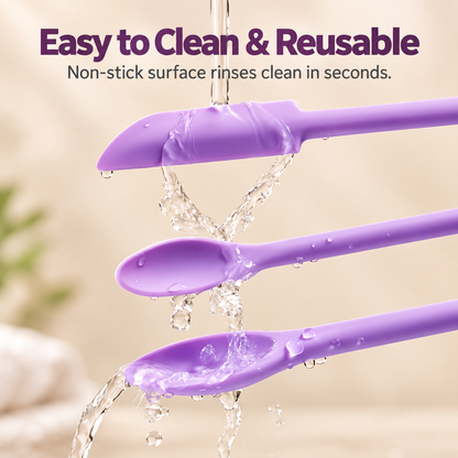 🥄3-Piece Silicone Makeup Spoon and Spatula Set - Suitable for Jars, Bottles, Tubes