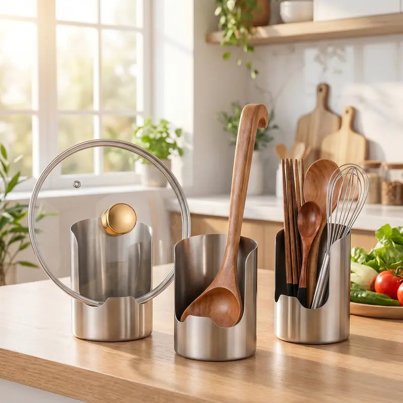 🔥Last Day 50% OFF - 🍴Thickened Stainless Steel Utensil Organizer, Rust Resistant Easy to Clean