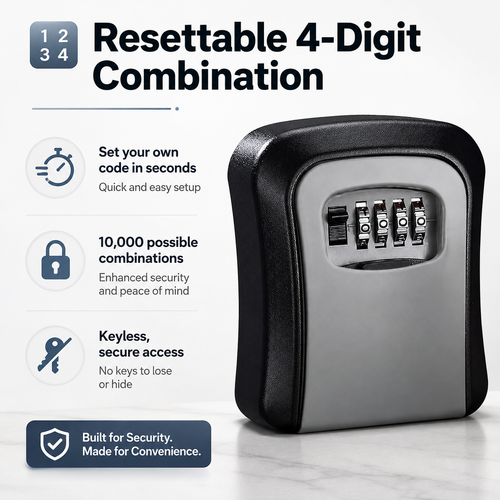 🔢Wall-Mounted 4-Digit Combination Key Safe Box