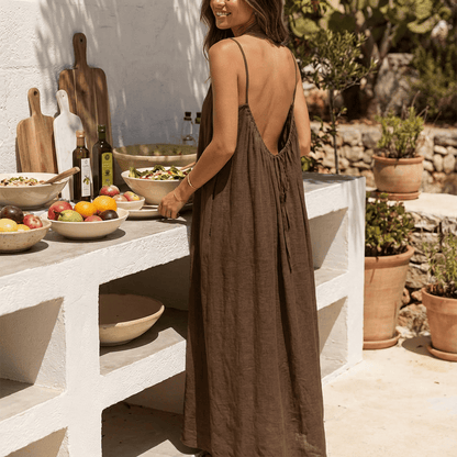 Solid Color Backless Cami Dress ✨