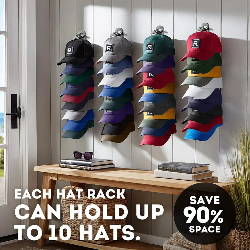 🧢 Vertical Adhesive Wall Hat Rack Organizer (2-Pack)
