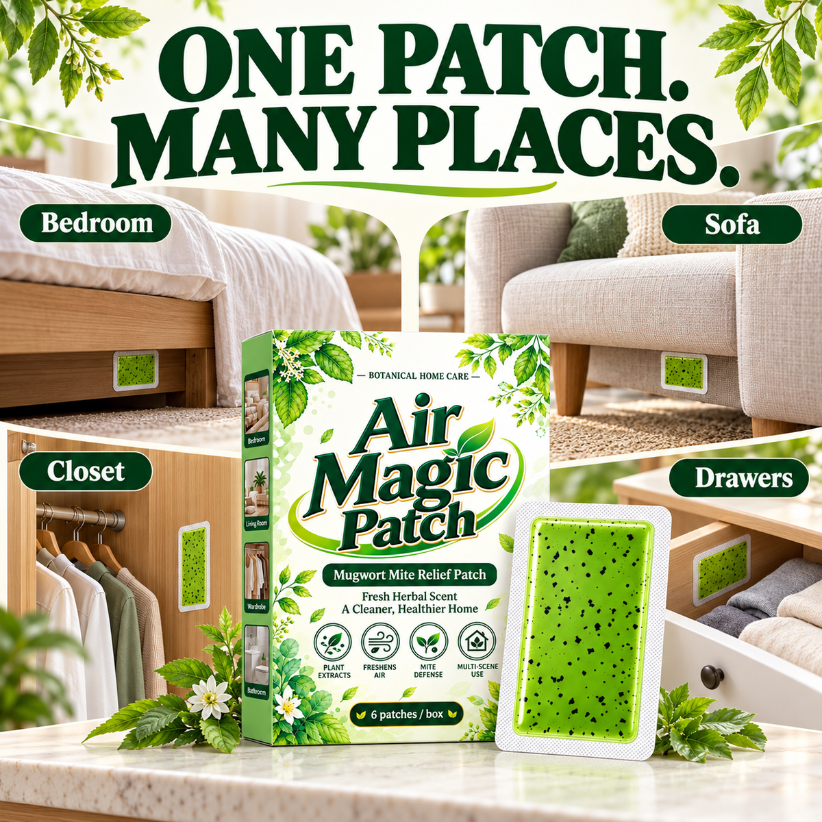 🌿 Mugwort Mite Defense Patches – Botanical Home Care, 6-Pack