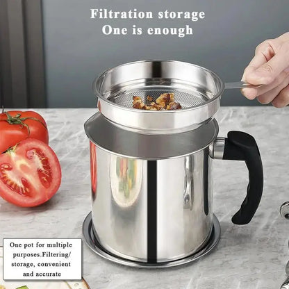 🍳Premium Stainless Steel Oil Strainer & Container Pot | Eco-Kitchen🔄