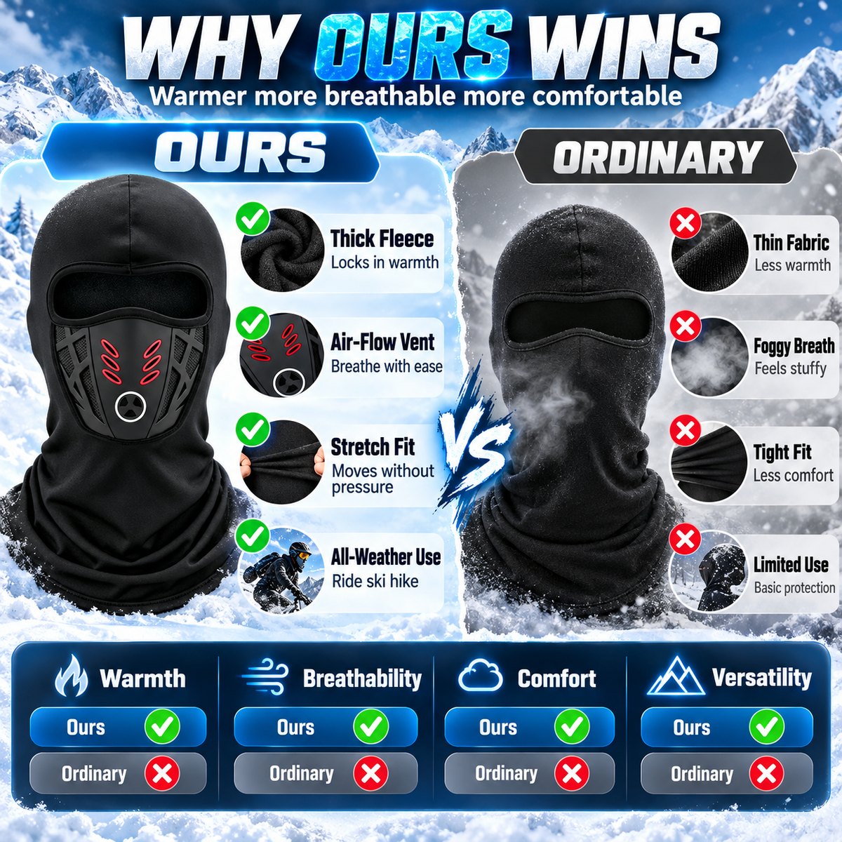 ❄️Warm fleece fabric balaclava face mask