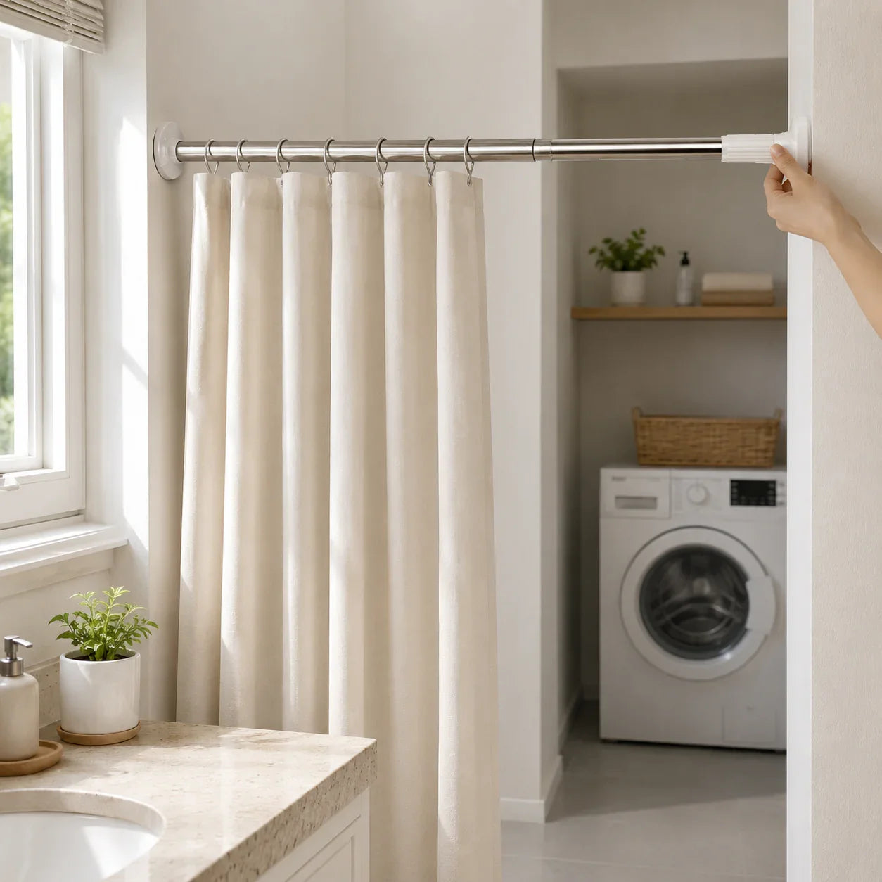 🏠 Drill-Free Adjustable Tension Rod – Instant Storage, Zero Wall Damage