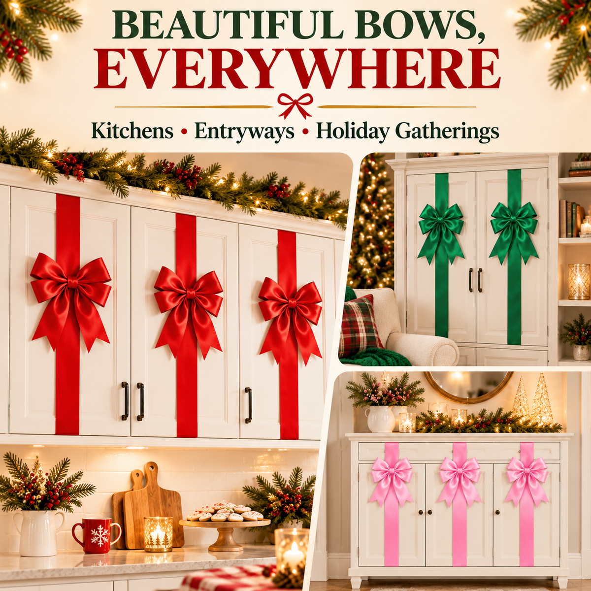 🎀Christmas Bow and Ribbon Decoration Set – Festive Door Decor and Home Decorations