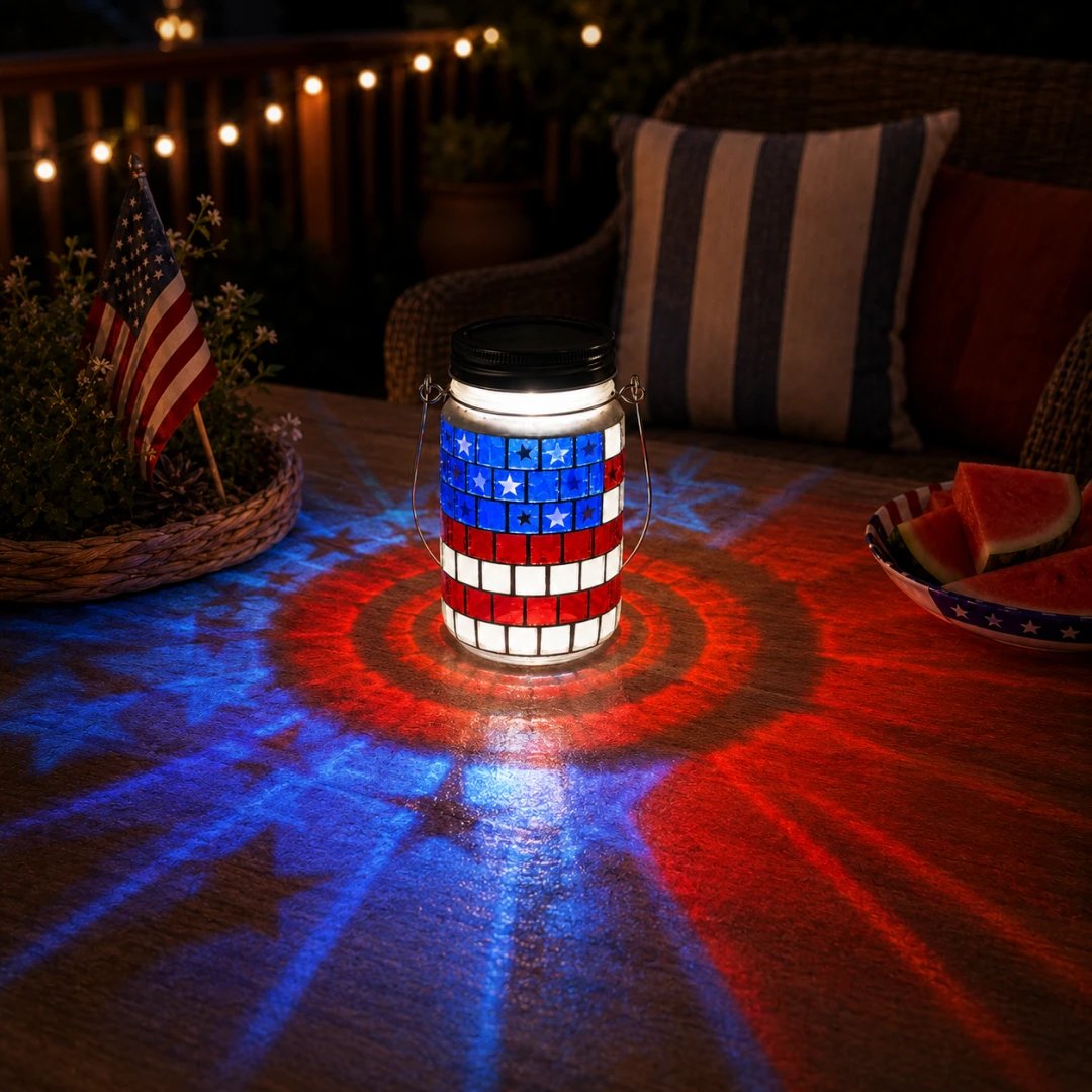🔥 Last Day 50% OFF - 4th of July Solar Patriotic Mason Jar Lantern