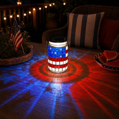 🔥 Last Day 50% OFF - 4th of July Solar Patriotic Mason Jar Lantern