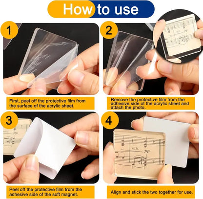 🧲📸 10-Pcs Magnetic Clear Acrylic Photo Frames DIY Fridge Magnets
