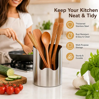 🔥Last Day 50% OFF - 🍴Thickened Stainless Steel Utensil Organizer, Rust Resistant Easy to Clean
