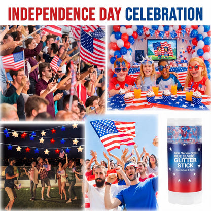 🦅4th of July Glitter Stick✨🔔Red, White & Blue Body & Hair Sparkle🔔