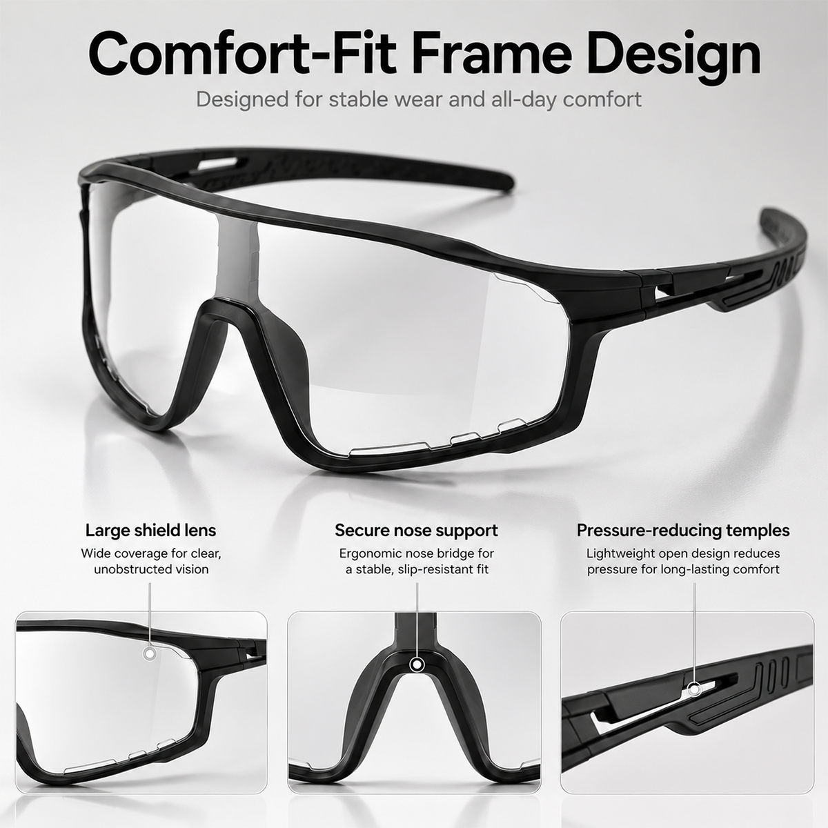 🕶️ UV400 Photochromic Polarized Safety Glasses ☀️ Anti-Glare Protection