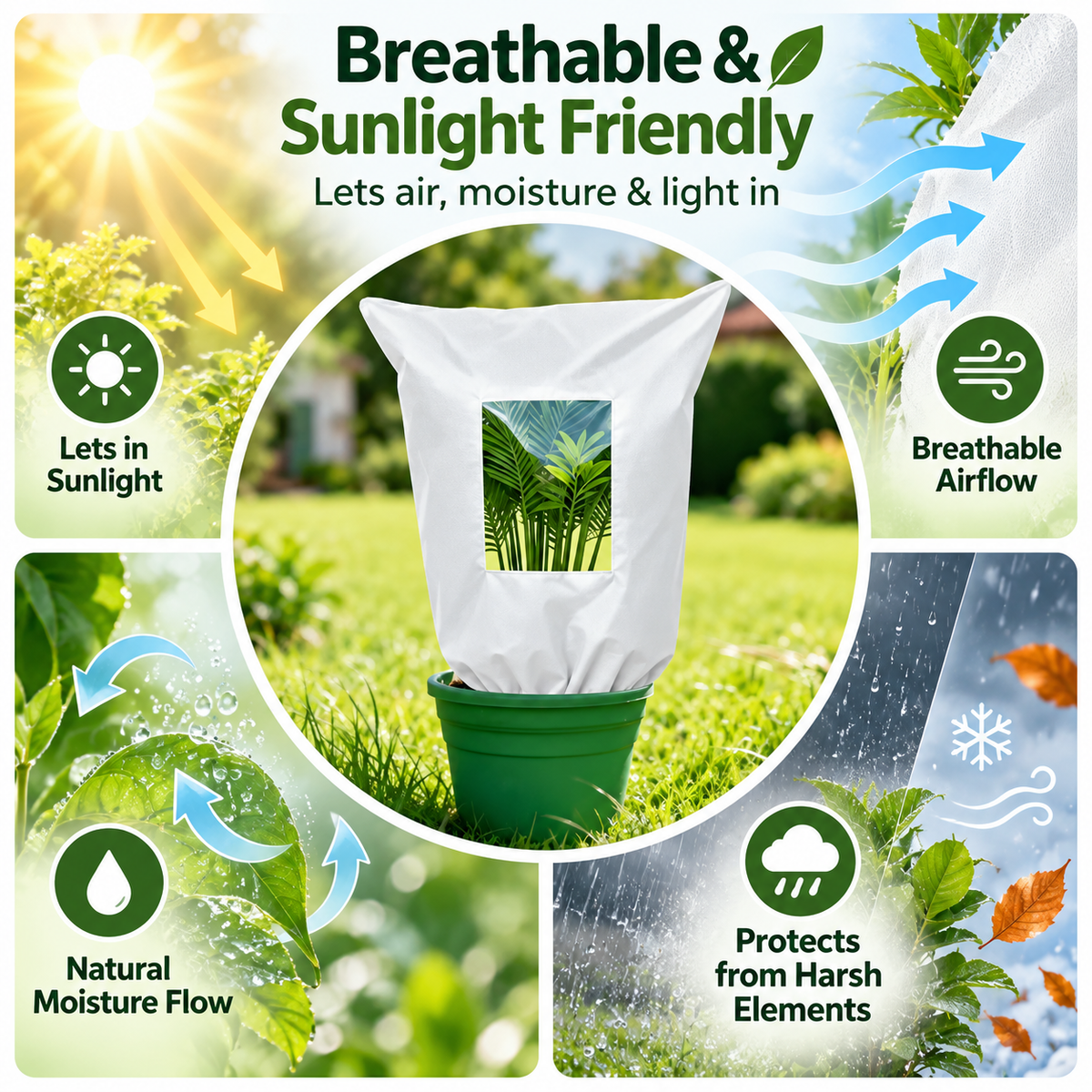 🌱Plant cover with zipper, drawstring, and transparent panel - suitable for trees, plants, and shrubs
