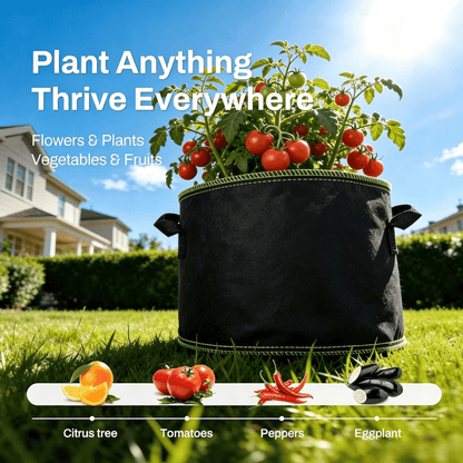 🌱 5-Pack 5 Gallon Grow Bags 🪴 Heavy Duty Fabric Pots